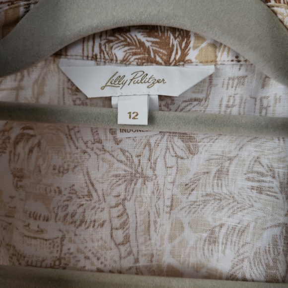 Lilly Pulitzer Abralynn Linen Shirtdress SAND BAR PALM BEACH PARADISE - Picture 8 of 10